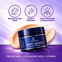 Retinol Night Cream – For Anti-Aging, Wrinkles and Smooth-Looking Skin
