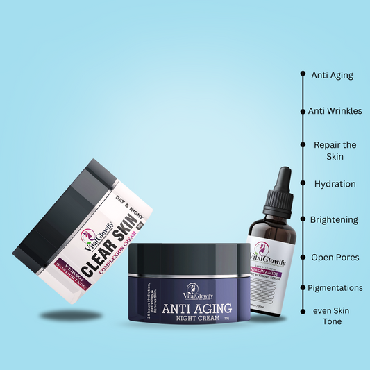 Day & Night BUNDLE PACK for Open Pores, Wrinkles Anti-Aging Dark Spots Smooth & Bright Skin